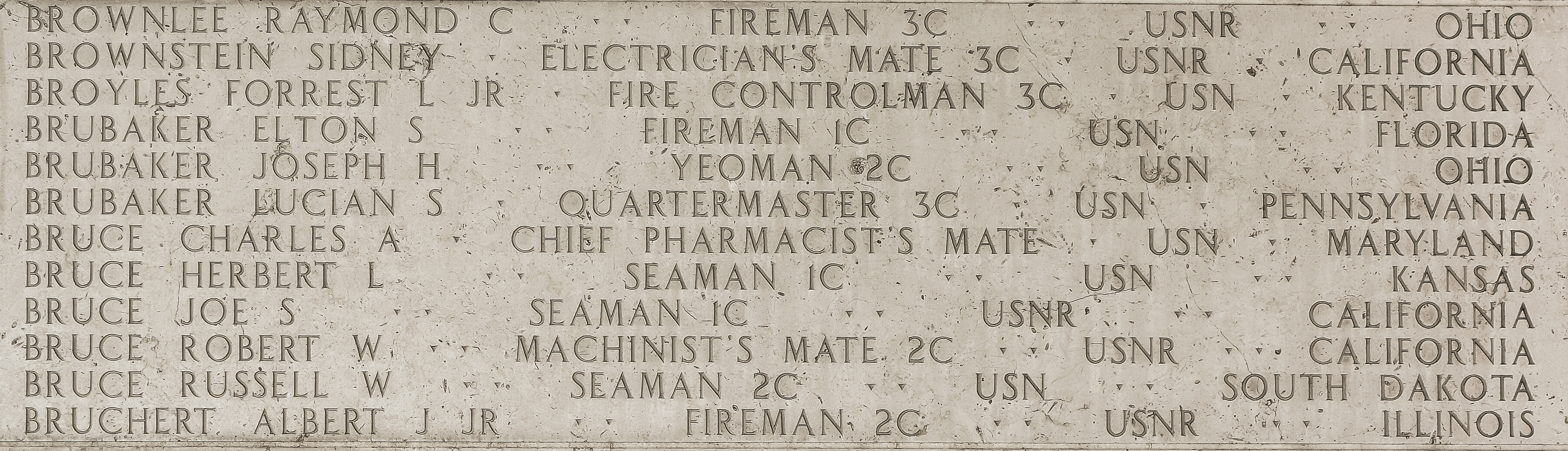 Joseph H. Brubaker, Yeoman Second Class
